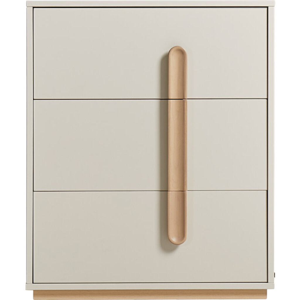 Commode 3 tiroirs 60 cm - Beige et bois
