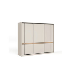 Armoire avec 3 portes coulissantes 240 cm - Gris et Bois