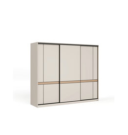 Armoire avec 3 portes coulissantes 240 cm - Gris et Bois