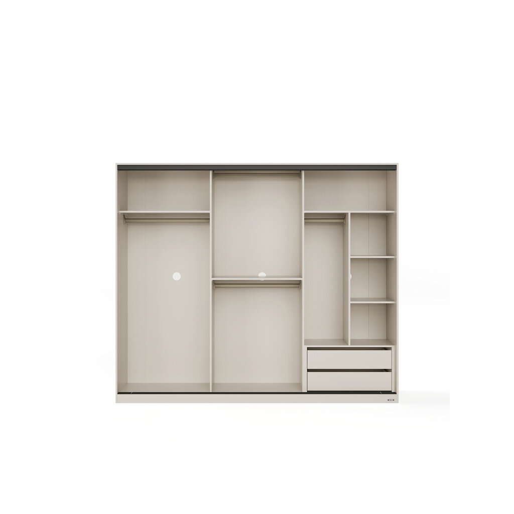 Armoire avec 3 portes coulissantes 240 cm - Gris et Bois