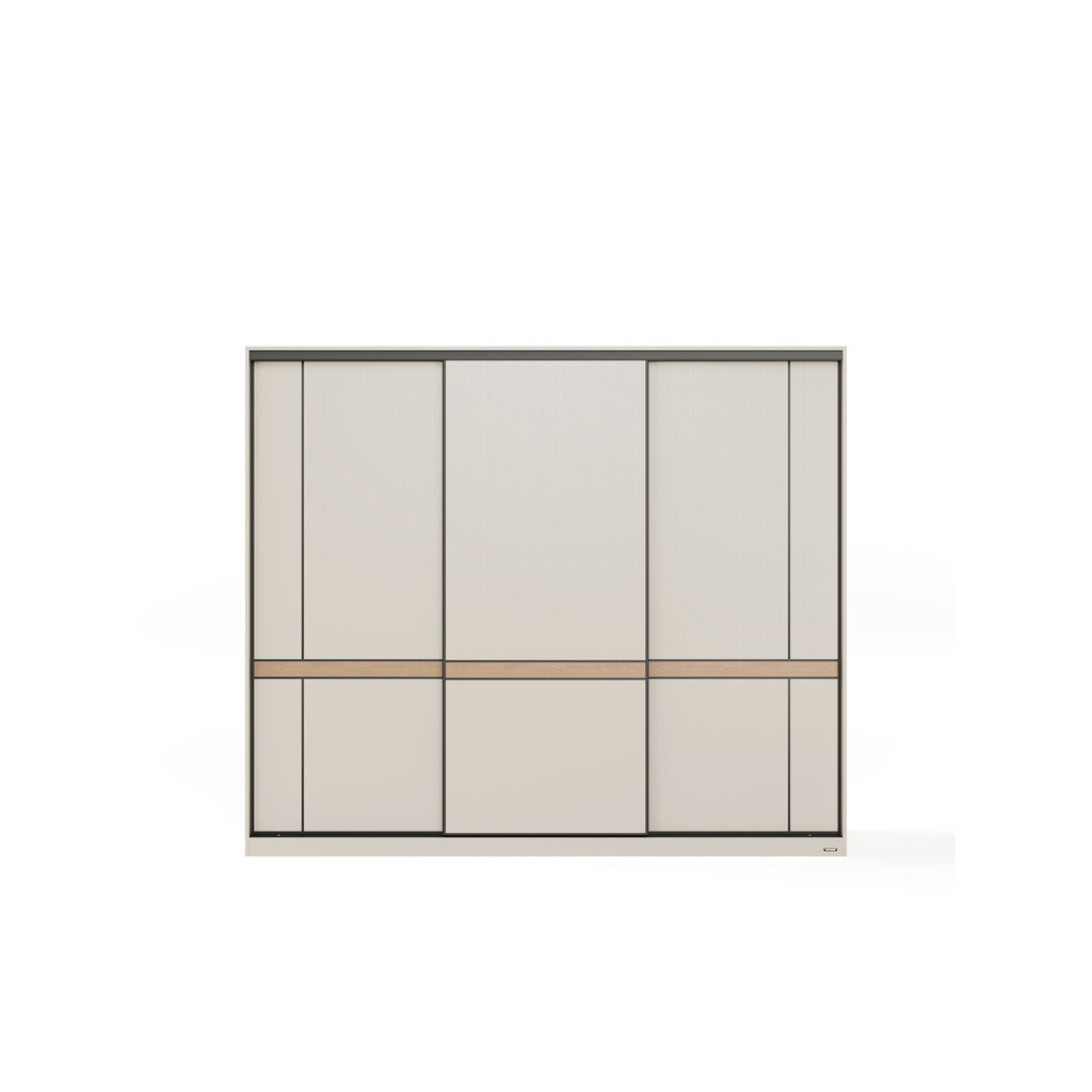 Armoire avec 3 portes coulissantes 240 cm - Gris et Bois