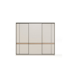 Armoire avec 3 portes coulissantes 240 cm - Gris et Bois