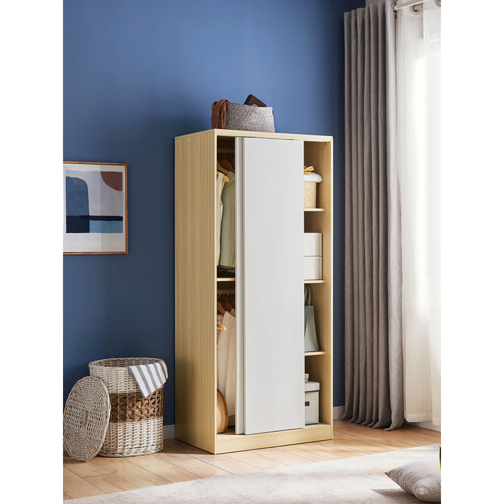 Armoire 2 portes coulissantes 80 cm - Blanc bois