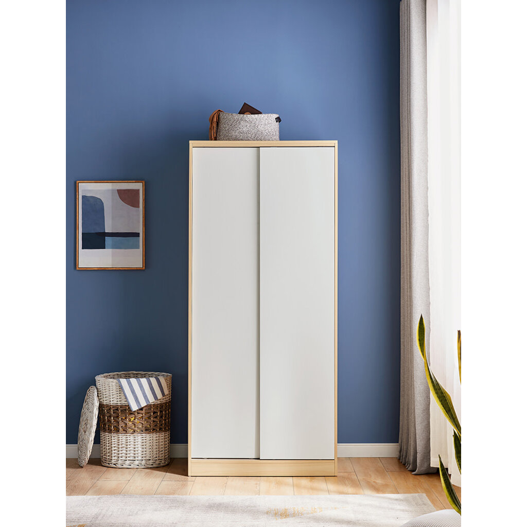 Armoire 2 portes coulissantes 80 cm - Blanc bois