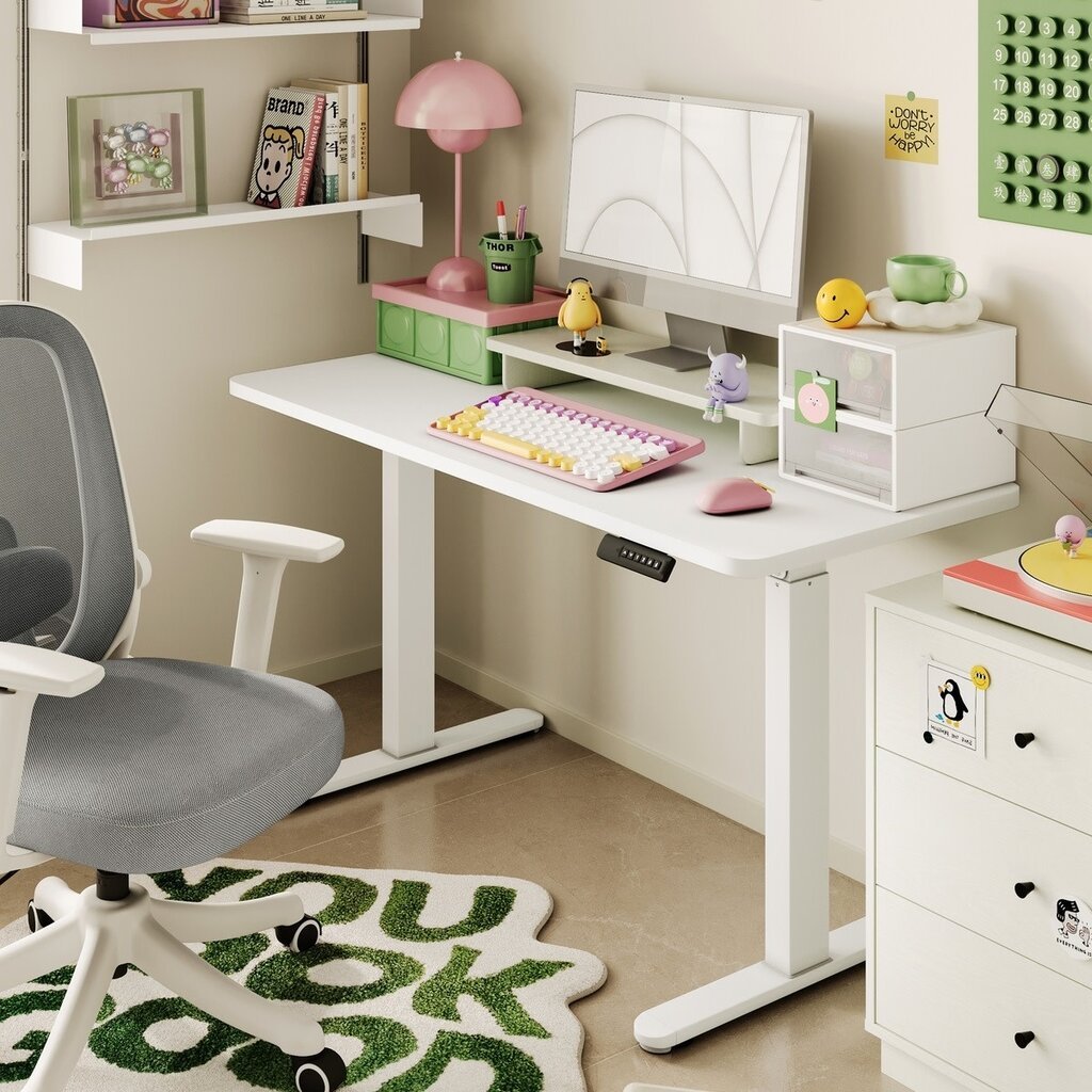 Bureau assis-debout électrique Blanc 140 cm