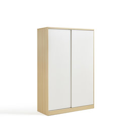 Armoire 2 portes coulissantes 120 cm - Blanc et bois