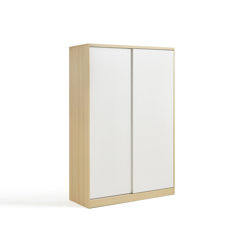 Armoire 2 portes coulissantes 120 cm - Blanc et bois