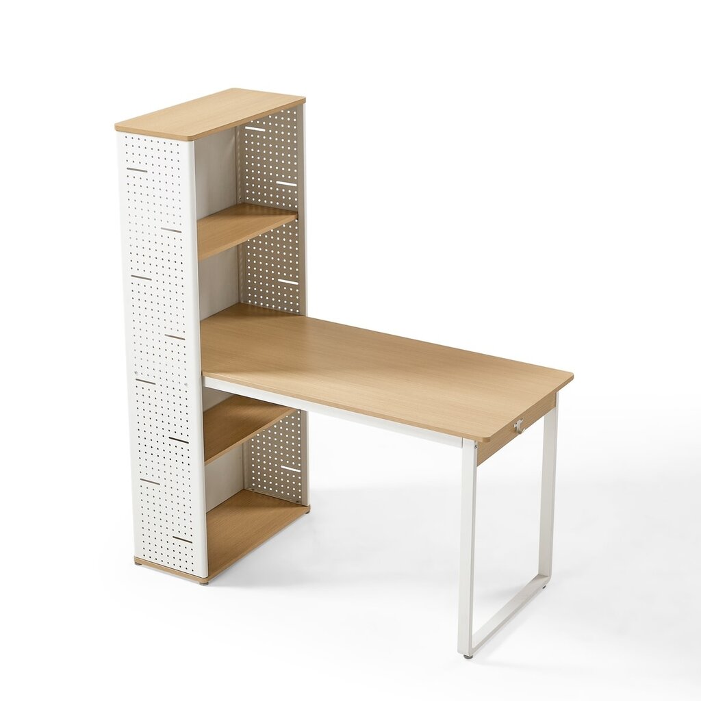 Bureau-étagère 120 cm - Blanc et bois