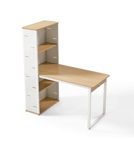 Bureau-étagère 120 cm - Blanc et bois