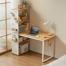 Bureau-étagère 120 cm - Blanc et bois