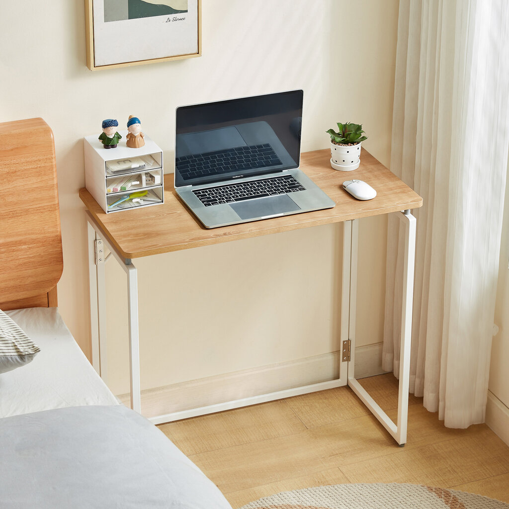 Bureau pliable 100 cm - Bois et blanc