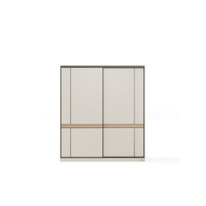 Armoire avec 2 portes coulissantes 180 cm - Gris et Bois