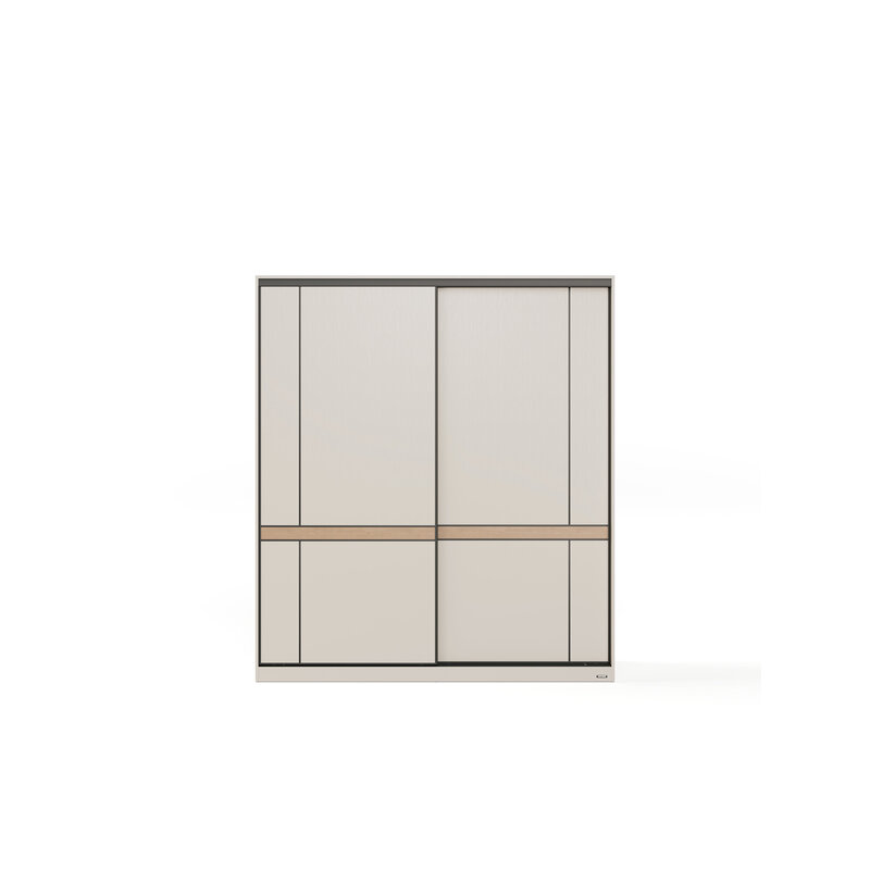 Armoire avec 2 portes coulissantes 180 cm - Gris et Bois