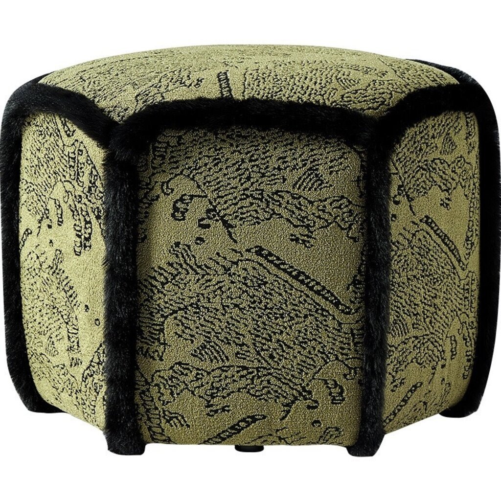 Ottoman tissu à motifs 50 cm - Vert noir