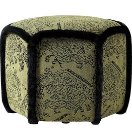 Ottoman tissu à motifs 50 cm - Vert noir