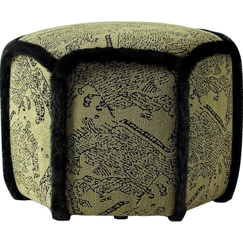 Ottoman tissu à motifs 50 cm - Vert noir