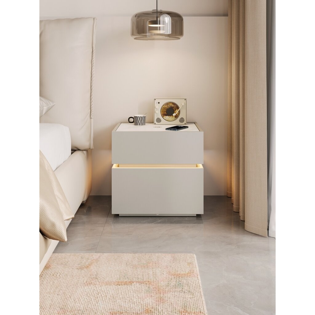 Smart bedside table (lighting style) Color: gray + white