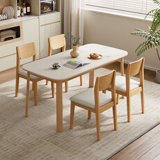 Table à manger 160 cm - Blanc et bois