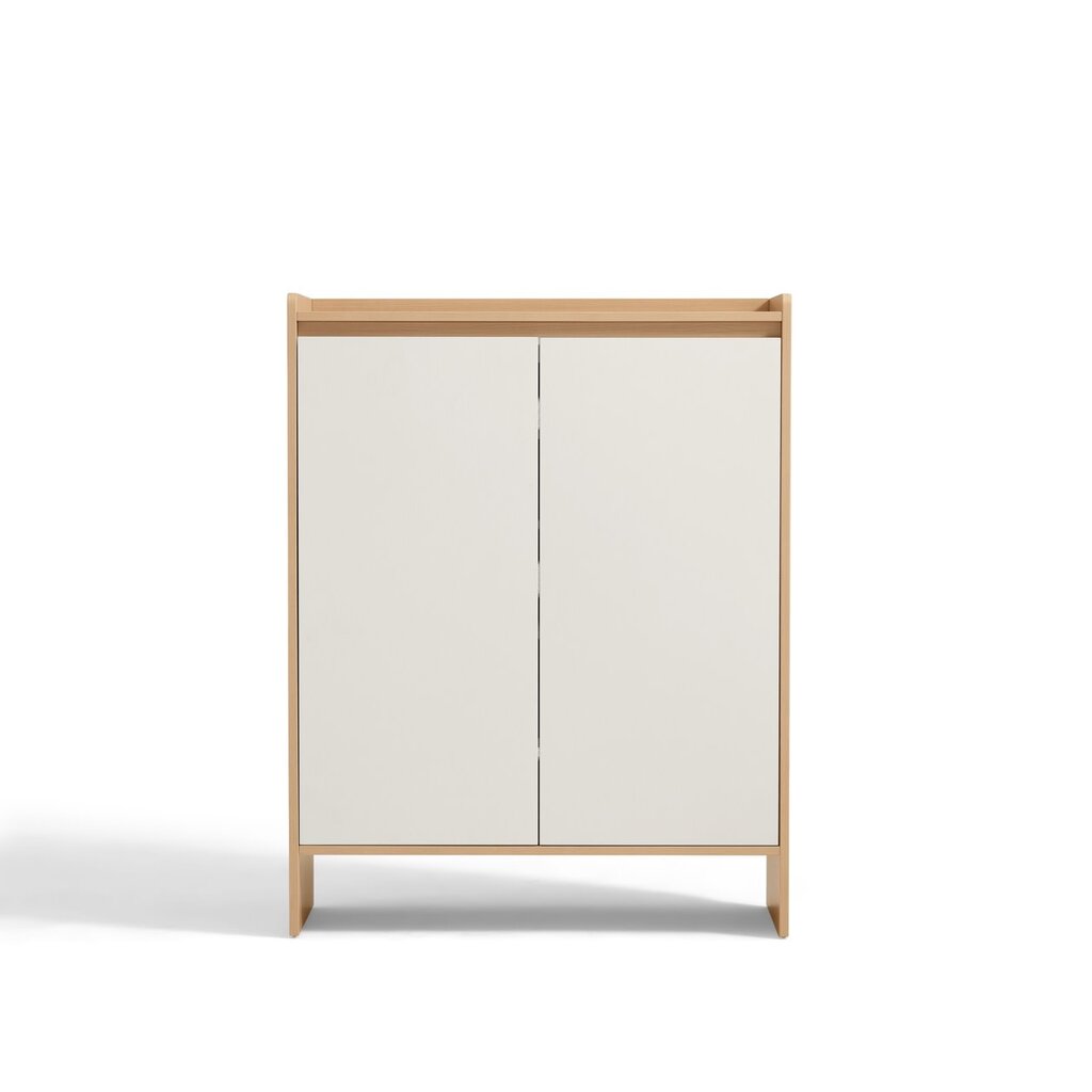 Meuble à chaussures 2 portes 80 cm - Beige et bois