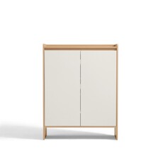 Meuble à chaussures 2 portes 80 cm - Beige et bois