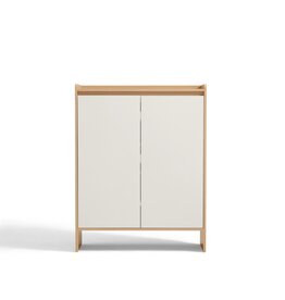 Meuble à chaussures 2 portes 80 cm - Beige et bois