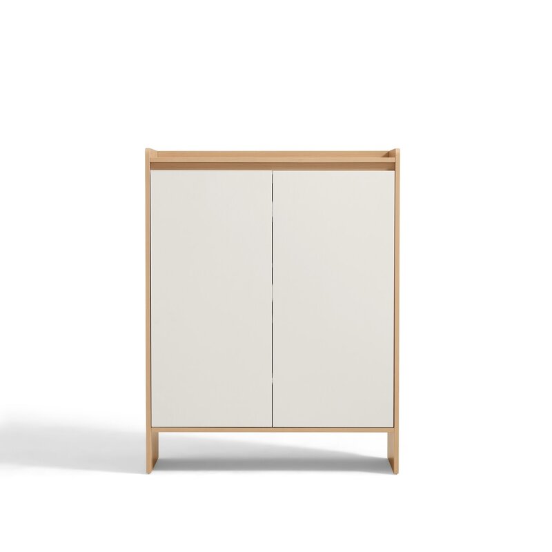Meuble à chaussures 2 portes 80 cm - Beige et bois