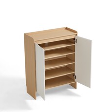 Meuble à chaussures 2 portes 80 cm - Beige et bois