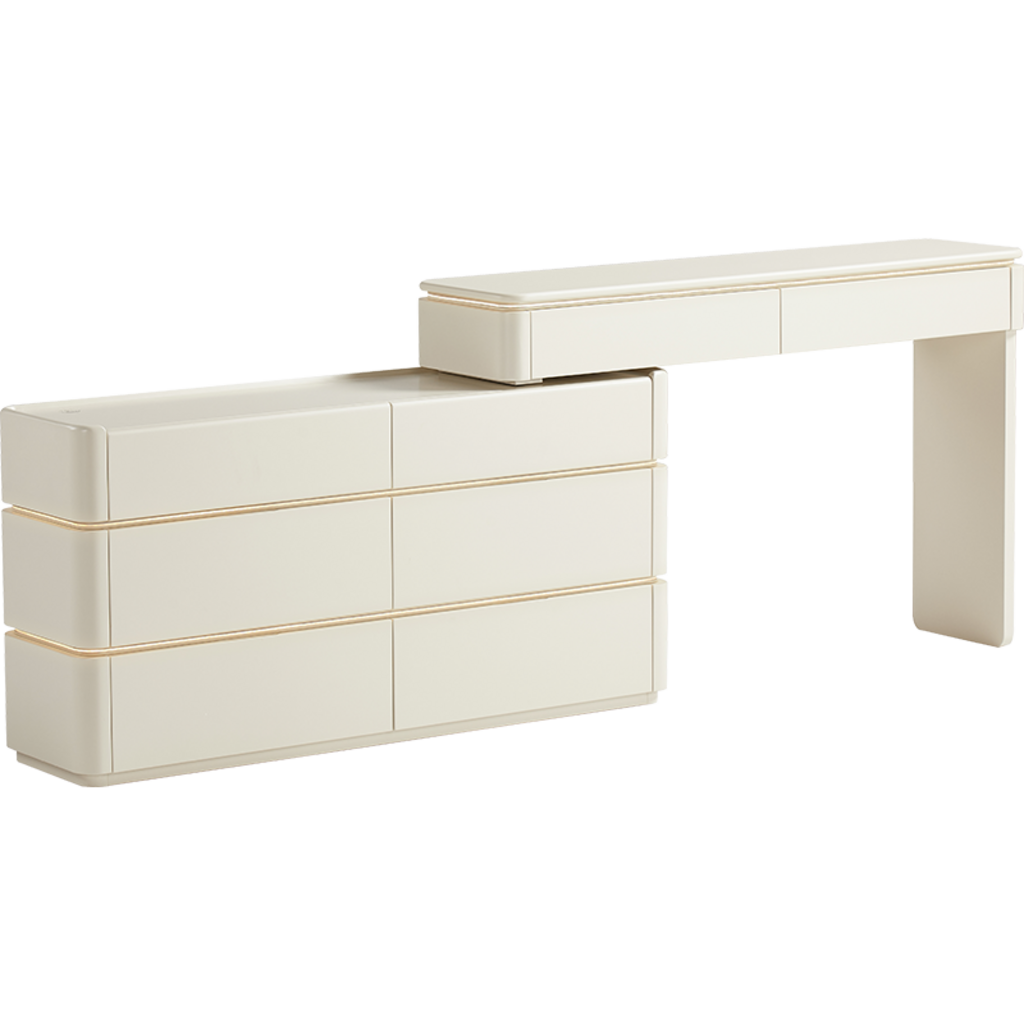 Coiffeuse 6 tiroirs 180x30x77cm Blanc