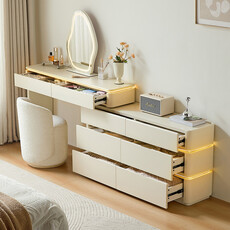 Coiffeuse 6 tiroirs 180x30x77cm Blanc