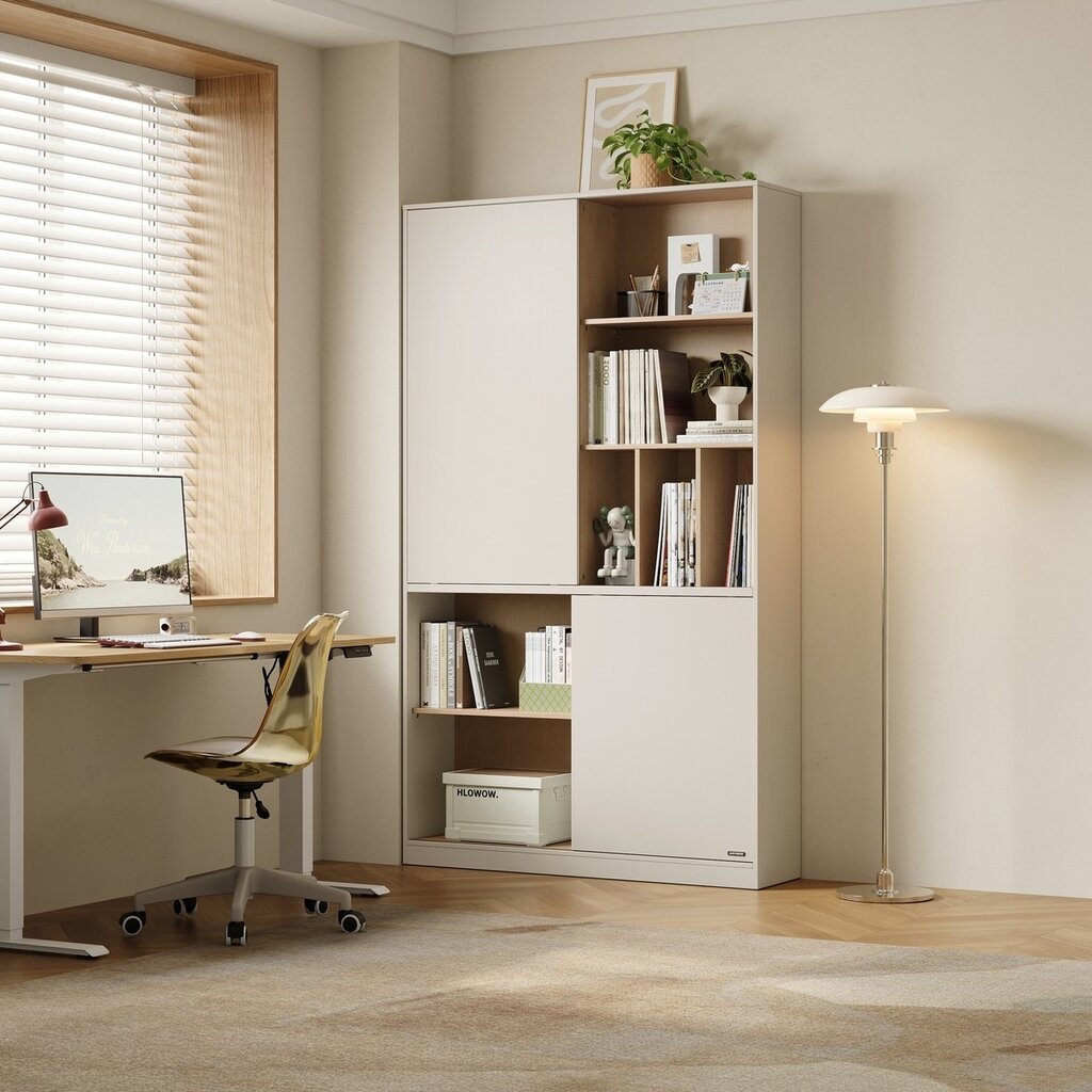 Armoire 2 portes coulissantes Gris clair