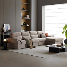 Canapé d'angle déhoussable 4 places + méridienne Gauche 300x104x90 cm - Gris