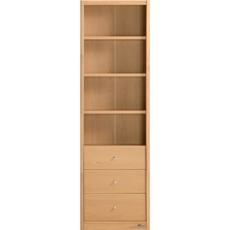 Bibliothèque étagères 3 tiroirs 60 cm - bois