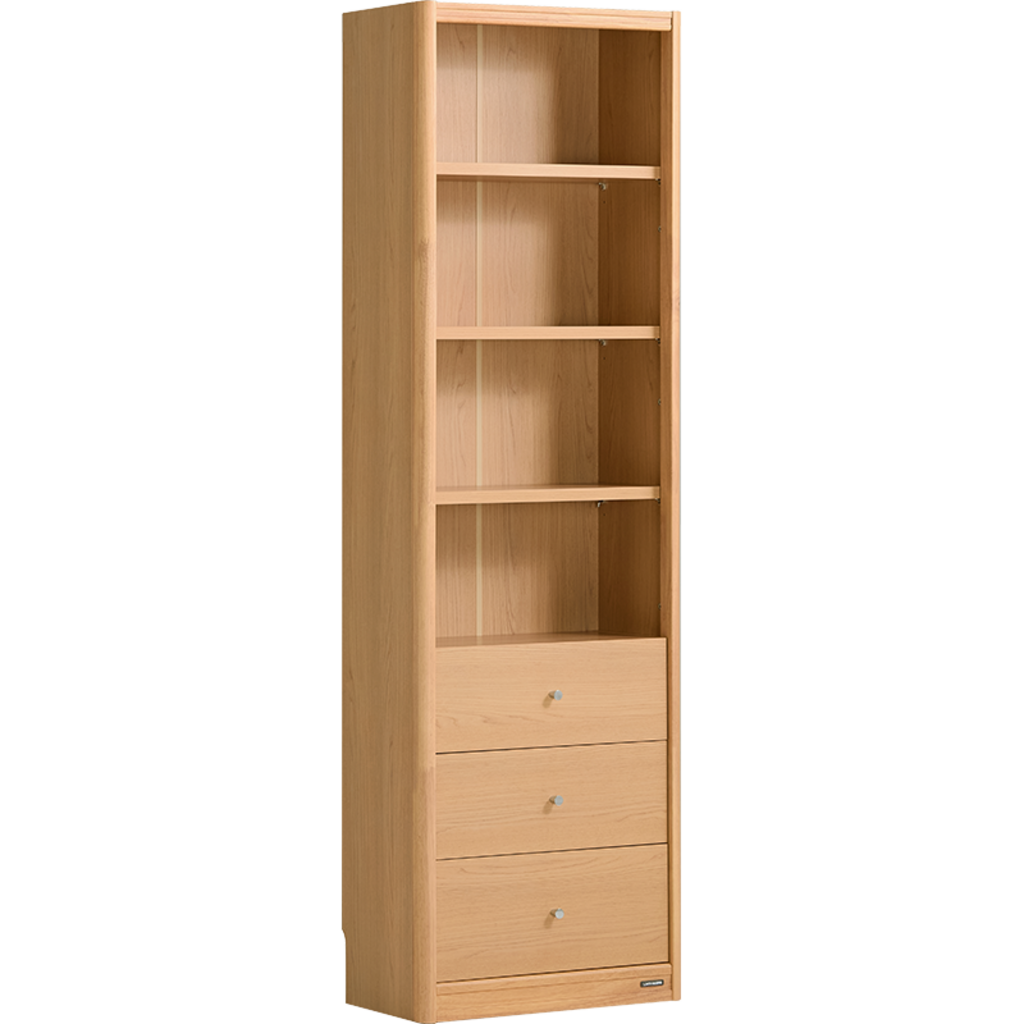 Bibliothèque étagères 3 tiroirs 60 cm - bois