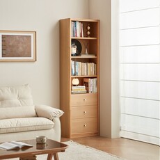 Bibliothèque étagères 3 tiroirs 60 cm - bois