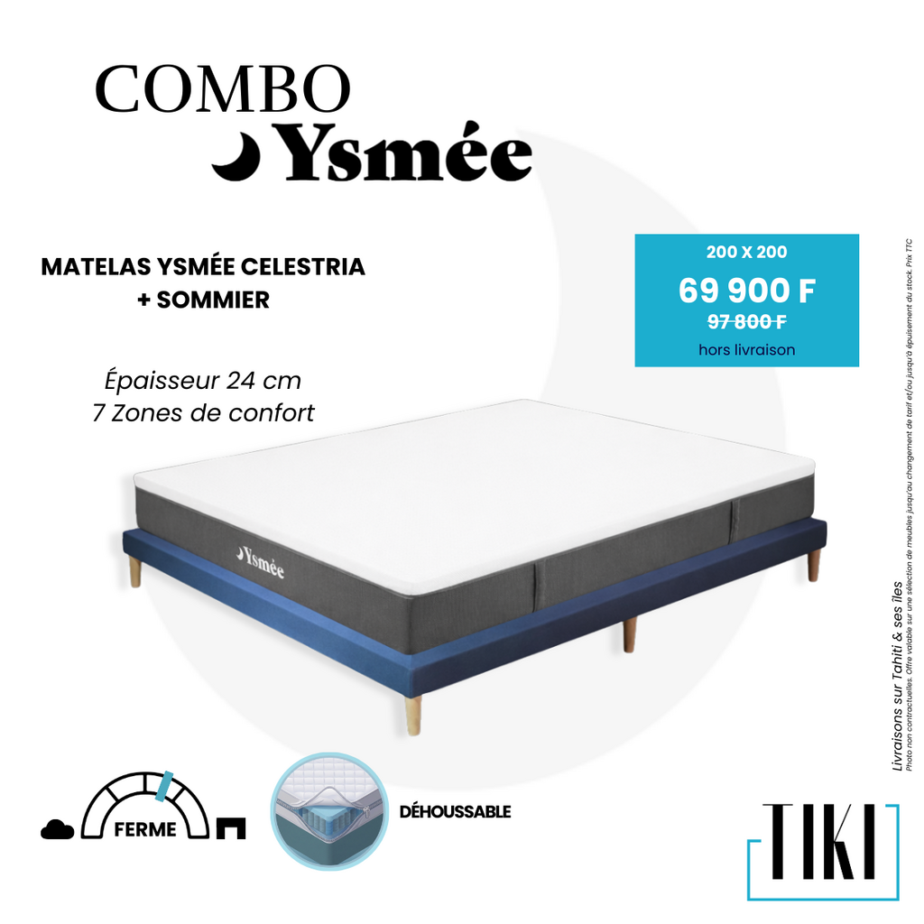 Combo Matelas Celestria 200x200x24 cm + Sommier 10 cm