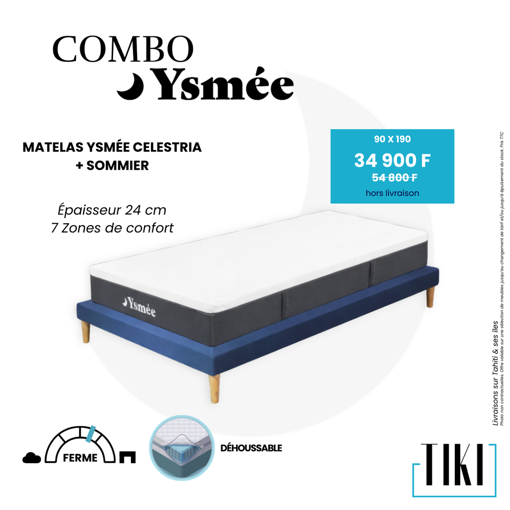 Combo Matelas Celestria 90x190x24 cm + Sommier 10 cm
