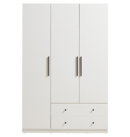 Armoire 3 portes 2 tiroirs 120x60x180 cm - Blanc