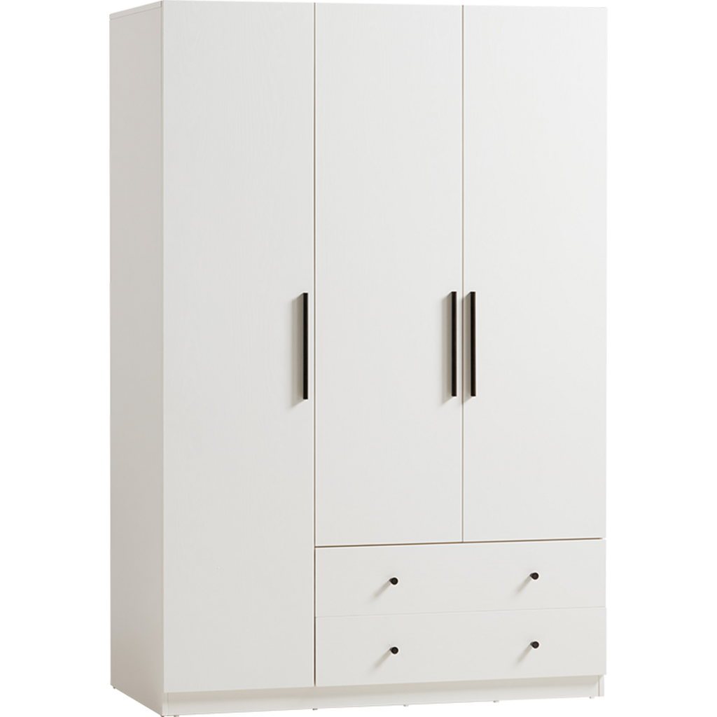 Armoire 3 portes 2 tiroirs 120x60x180 cm - Blanc