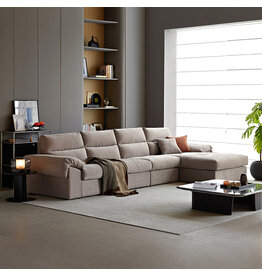 Canapé d'angle déhoussable 4 places + méridienne Droite 300x178x90 cm - Gris