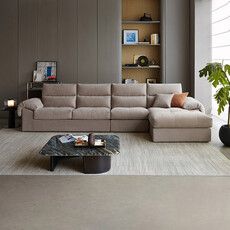 Canapé d'angle déhoussable 4 places + méridienne Droite 300x178x90 cm - Gris