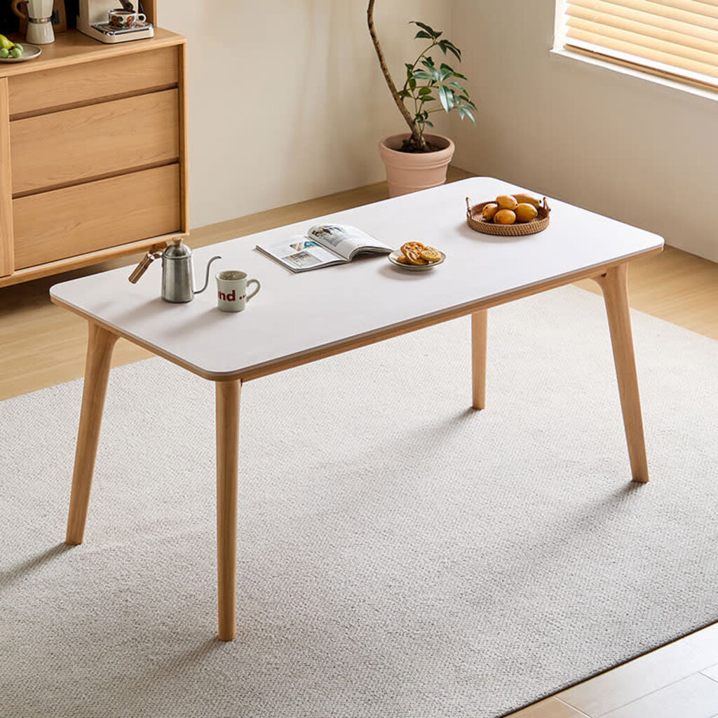 Table à manger 160 cm - Blanc et bois