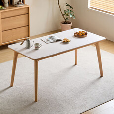 Table à manger 160 cm - Blanc et bois
