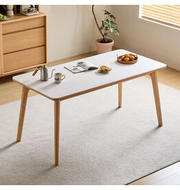 Table à manger 160 cm - Blanc et bois
