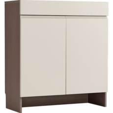 Meuble à chaussures 2 portes 1 tiroir - Gris et marron