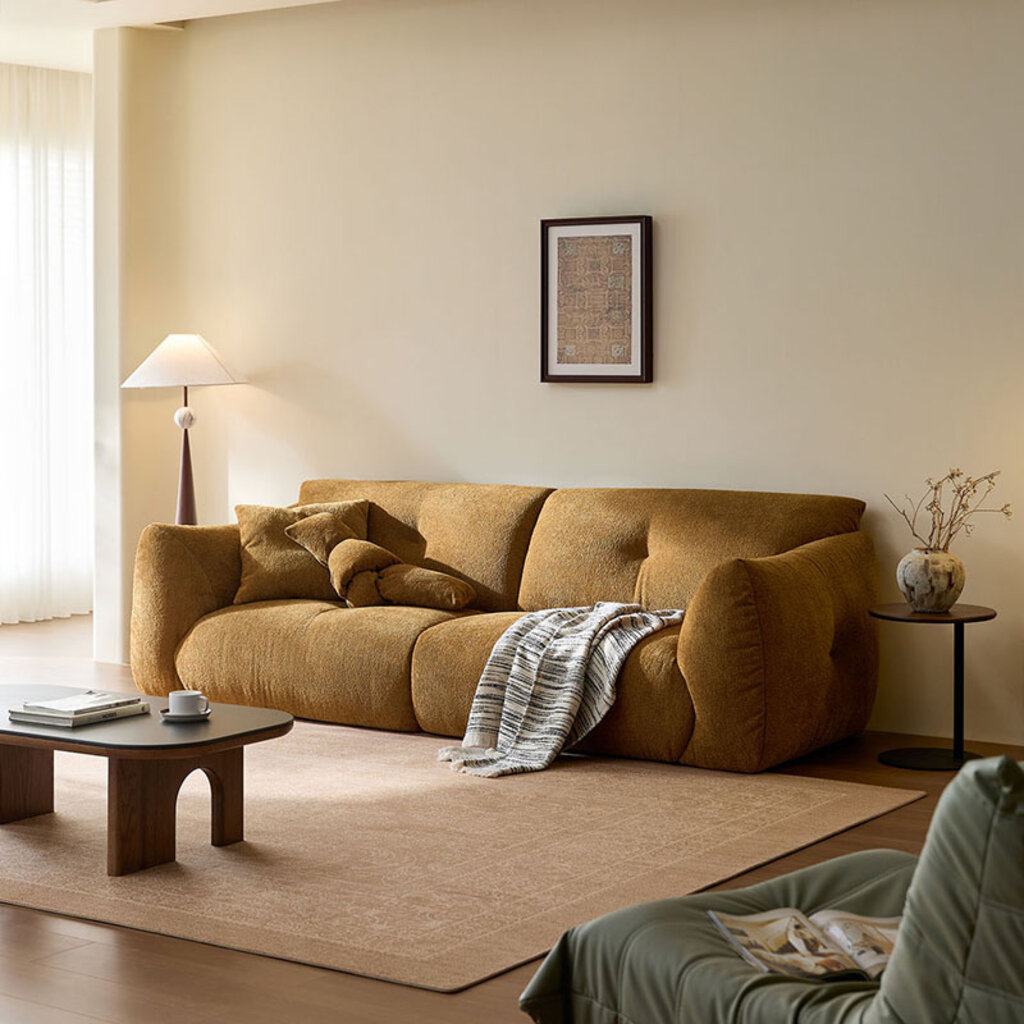 Canapé droit 2 places 286x105x84 cm - Jaune