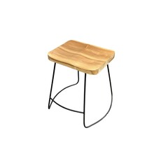 Tabouret Loko en Teck + métal