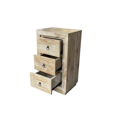 Table de chevet 3 tiroirs W 115 cérusé