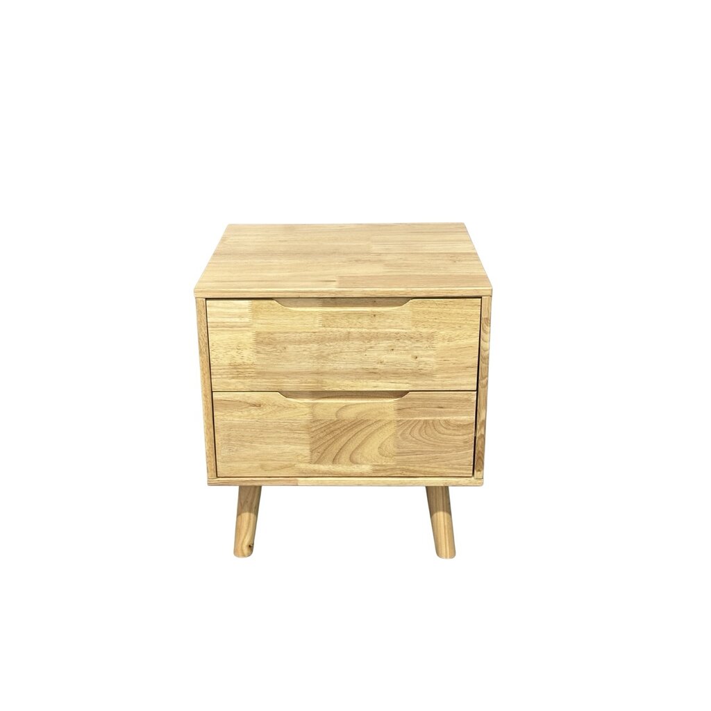 Table de chevet 2 tiroirs en hévéa 45x40x50 Cm