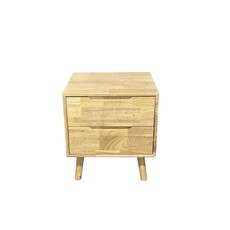 Table de chevet 2 tiroirs en hévéa 45x40x50 Cm