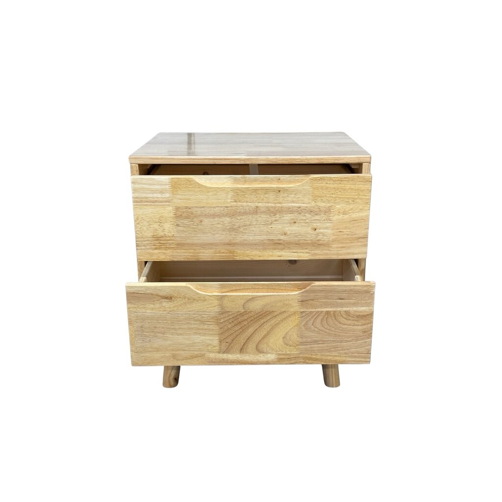 Table de chevet 2 tiroirs en hévéa 45x40x50 Cm